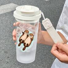 1/5入 17oz 透明可視水獺旅行保溫水壺，附多功能防漏蓋、吸管/直飲雙用蓋、耐熱防摔掛繩，戶外/車用/露營水壺，動物愛好者的精美禮物 - 水獺 - 查看 9