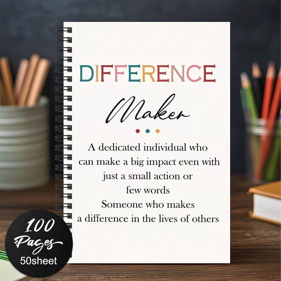 1pc Funny Saying Sarcastic Work Gag Gift For Coworkers Employees Team Adults Boss - Spiral Notebook For Work With DIFFERENCE Maker Design, Office Humor Journal, Notepads, Office Planner School Supplies - H - View 1