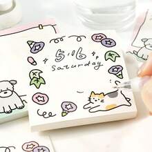 100pcs/Bag Cartoon Pattern Sticky Notes, Ins Style Pattern Planner Material Memo Pads, Reusable Sticky Notes, Suitable For School, Office, Home Memo Notes, Back To School, Halloween, Office, Office Desk Accessories, Stationery Supplies - one-size - View 5