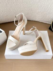 Women's New Round Toe High Heel Sandals, Versatile Fashion Party Date Sandals, Sexy Daily Commute Wedding Banquet High Heel Platform Sandals - Beige - View 10