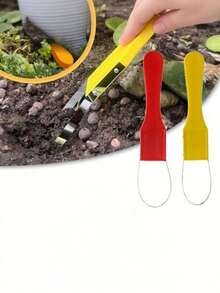 1pc Hand-Held Round Weeder - A Plastic Handle Lawn And Garden Weeding Tool That Makes Gardening Simple And Easy. Featuring An Iron Ring Design And Sharp Blades, This Manual Weeding Tool Has A UV-Resistant Plastic Handle For Weeding, Loosening Soil. - Multicolor - View 5