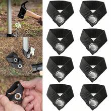 8Pcs Camping Tarp Poles Holder Fixing Anchor With Metal Hole Tent Poles Feet Clasp Fastener For Awning Canopy Rainfly Tarp Hammock Rain Fly Sun Shade Shelter Tent Stakes Ground Tent Pegs - Black - View 1