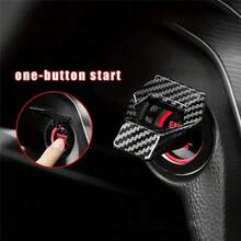 1pc Car Engine Start Stop Button Cover, Carbon Fiber Style Flip-Up Ignition Switch Protector, Universal Push Start Button Decorative Sticker, Anti-Scratch Car Interior Modification Accessory - Multicolor - View 7