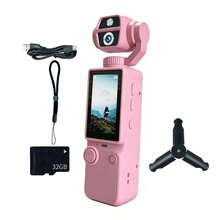 CKGO Black & Pink Dual Color 4K Handheld Vlog Camera, Includes 32GB Memory Card, 2-Inch IPS Screen Mini Handheld Camera, Birthday Student Gift, Suitable For Travel & Sports Vlog Shooting - View 12