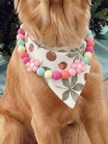 Cute Multicolor Pet Silicone Bead Collar Necklace, Peach Cream Multicolor Dog Collar, Cat Flower Cute Necklace, Flower Silicone Bead Beaded Dog Necklace, 3D Flower Silicone Bead Pet Necklace, Pet Birthday Gift, Pet Photography Prop, Pet Cute Necklace Pet Accessories, Pet Supplies - Multicolor - View 1