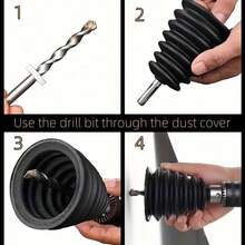 2pcs Universal Drill Dust Collector, Black - Dust Collection Attachment For Hammer Drill And Impact Drill, Transparent Drill Dust Cover For Home Use, Electric Rotary Tool Accessory, No Electricity Required - A - View 10