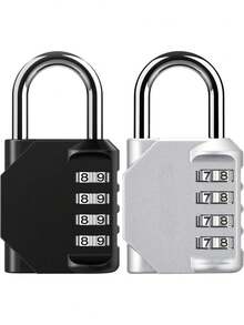 2pcs/Set Combination Padlocks, 4pcs/Set Outdoor Locks, Suitable For School, Gym, Sports Field, Wardrobe, Toolbox, Gate, Cabinet, Outdoor Use And Locker - Combination Lock - View 2