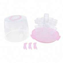 24 Cupcake Carrier - Portable 3-Tier Transporter Box For Cakes And Cupcakes, Vibrant Pink With Strong Sealing Buckle And Retractable Handles - Pink - View 5