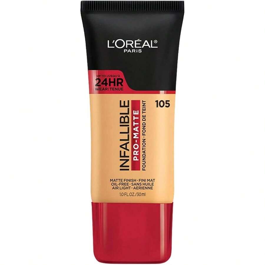 L'Oreal Cosmetics Makeup Infallible Pro-Matte Liquid Longwear Foundation, Natural Beige, 1 Fl Oz. Variant 5 - 105 Natural Beige - View 1