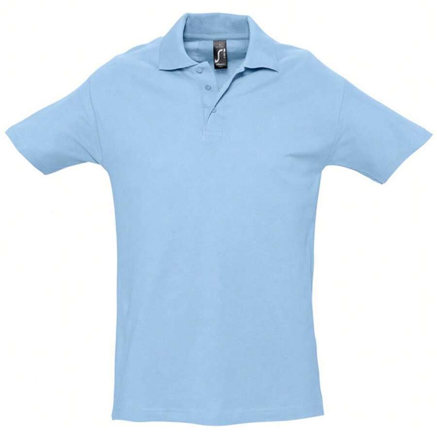 SOLS Mens Spring II Short Sleeve Heavyweight Cotton Polo Shirt - Sky Blue - View 1