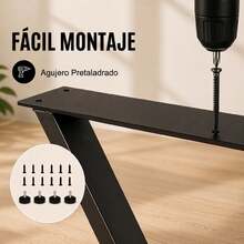 HOMCOM Patas de Mesa de Acero, Juego de 2 Patas en Forma de X para Muebles Industriales con Almohadillas Ajustables y Tornillos para Mesa de Comedor, Banco, 60x10x72 cm, Negro - A - Ver 4