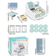 一套儿童木制仿真收银机玩具，儿童逼真商店游戏，益智互动角色扮演玩具，儿童礼物 - 彩色 - 查看 7