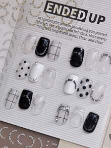 1pc 5D Modern Minimalist DIY Metallic French Lettering Nail Art Sticker Manicure Decal Nail Decorations Accessories Nail Stickers - White - View 6