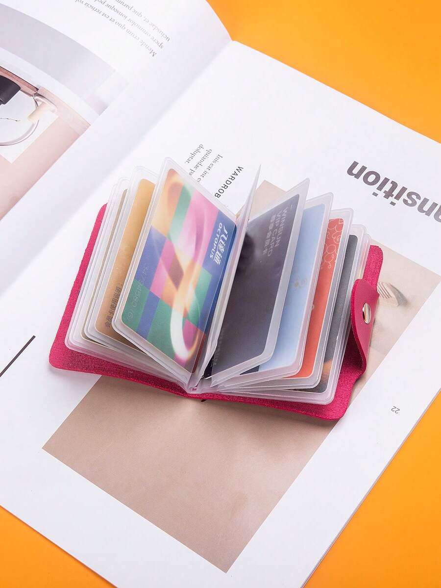 Porta Tarjetas con Patrón de Elefante, Billetera para Tarjetas Bancarias, Funda para Tarjetas Multibolsillo, Clip para Tarjetas de Regalo de Negocios, Seguros y Publicidad Impresa al por Mayor - Rosa Fucsia - Ver 1