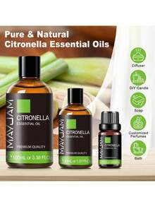 Minyak Esensial Serai 10/30/100ml, MAYJAM 1 Botol Minyak Esensial Serai Premium, Cocok untuk Diffuser Aromaterapi, Humidifier, Pembuatan Lilin dan Sabun, Minyak Esensial Murni, Cocok untuk Diffuser Aromaterapi Rumah, Pewangi DIY, Aroma Tahan Lama - Sereh - View 2