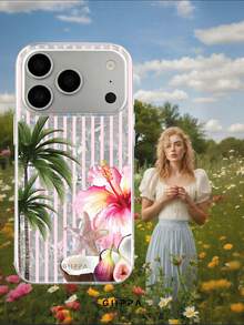 GIIPPA 1pc Shell Pattern Bottom With Pink Stripes And Tropical Fruit Floral Design, Phone 17 Pro Max Phone Case, Compatible With Phone 16 Pro Max, 15 Pro Max, 14 Pro Max, Korean Style High-End Fashion Fun Phone Case, Compatible With 11/12/13/14/15/16 Pro Max Plus, Elegant Design Suitable For Men And Women, Perfect Gift For Girlfriend On Christmas, Valentine's Day, Easter, Wedding Season And Birthday! - Multicolor - View 7