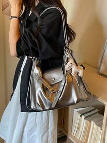 Multifunctional Tote Bag For Women, New Style With Pony Charm, Fashionable Versatile Premium Feel, Large Capacity Commuter Backpack, Shoulder Bag, Handbag 3-In-1 - Champagne - View 5