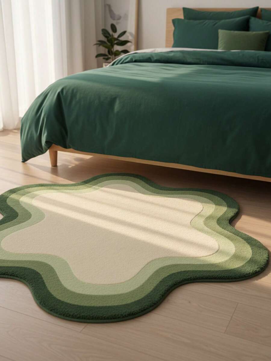 1pc Magical Forest Alien Cute Floor Mat, Large Carpet, Welcome Mat, Rug, Floor Mat, Outdoor Doormat, Kitchen Rug, Home Decor, Front Door Mat, Area Rug, Outdoor Mat, Home Decor, Area Rug, Garden Rug, Washable Rug - Green Gradient - View 1