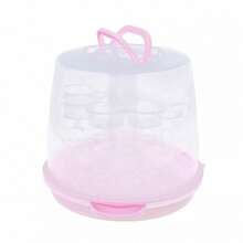 24 Cupcake Carrier - Portable 3-Tier Transporter Box For Cakes And Cupcakes, Vibrant Pink With Strong Sealing Buckle And Retractable Handles - Pink - View 3