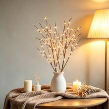 2pcs Simulated Branch Shaped LED Lights, Battery Powered, Artificial Small Branch Decorative Lights For Vase, Cold Color Decorative Lights, Room Bedside Lamp, Romantic Home Decor - Twig Lights - 查看 12