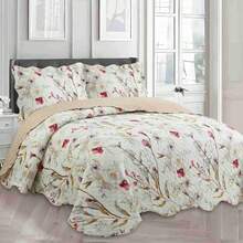 3-Piece Set: Double-Sided Queen Bedspread, Patchwork Quilt, Ultra Patch - زهرة جميلة - مشاهدة 1
