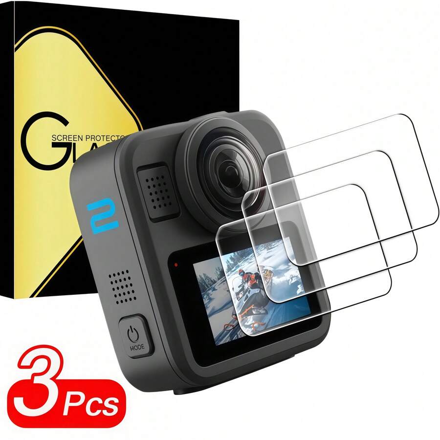 3pcs MAX 2 / MAX Action Camera Screen Protector, 9H Hardness Tempered Glass Screen Protector, Scratch-Resistant Bubble-Free, High Clarity, Effectively Protects Screen, Camera Screen Protector For Photography Enthusiasts.