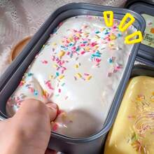 Sticky Box Cake Slow Rebound Squeeze Toy, Cream Ice Cream Box Squeeze Toy, Stress Relief Hand Relaxation Gift, Squeezable Soft Touch, Handheld Desktop Toy, Effectively Relieve Anxiety, Suitable For Classroom, Outdoor, Office Stress - Multicolor - View 5