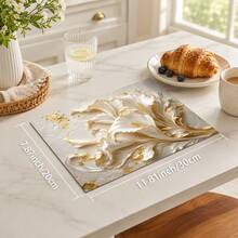 1pc 3D Floral Pattern Diatomaceous Earth Drying Mat, Non-Slip Heat-Resistant Absorbent Mat, Suitable For Kitchen Countertop, Coffee Machine, Tableware, Home Cafe Bar Party Decoration Placemat Gift - Multicolor - View 11