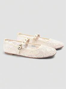 ADAMUMU New Women's Premium Fashion Comfortable Studded Flat Shoes, Reflective Shiny Metallic Rivets, Lightweight Suitable For Spring Summer Autumn Winter All Seasons, Fashionable And Comfortable For Daily And Party Wear - Apricot - View 4