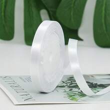 25mm 白色絲綢細緞帶 彩色髮編織絲帶 禮品布料綁帶 蛋糕包裝用 - 白色 - 查看 13