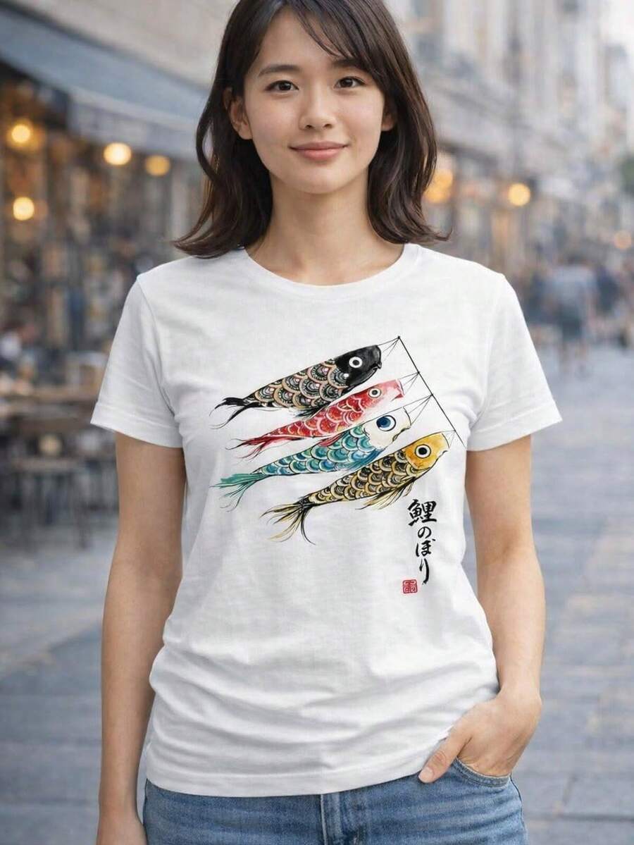 Fashionable Short-Sleeved T-Shirt For Ladies, Cute Little Bear Cool GIRL Letter Print Casual Loose-Fitting Women's 100% Pure Cotton Top, Women's Clothing - White - View 1
