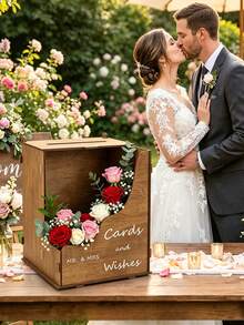 Personalized Wedding Card Box, Customizable Text, Suitable For Storing Gifts, Cards And Wishes For Parties And Anniversaries, Applicable For Wedding Receptions, Birthday Parties, Bridal Showers, Graduation Ceremonies And Other Occasions, Can Be Used As Wedding Decoration, Home Decor, Room Decor, Party Favors, Bridal Gifts, Birthday Decoration, Bachelorette Party Decoration And More, Perfect Choice For Wedding Receptions - Multicolor - View 6