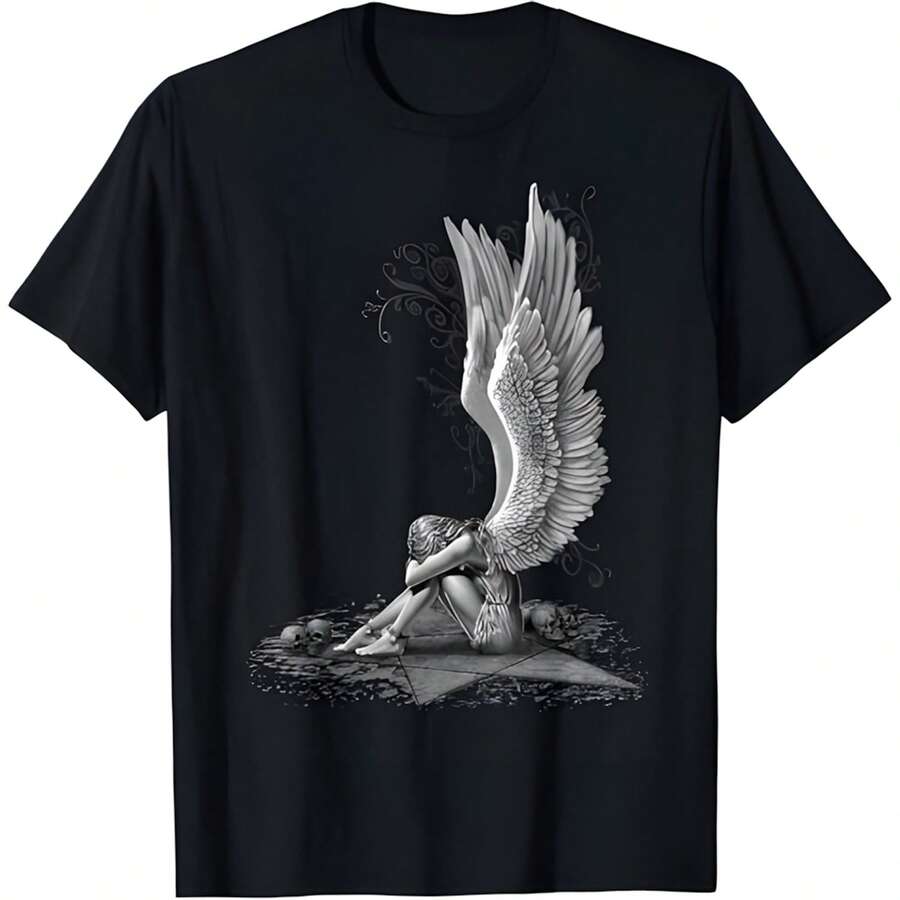 Spiral Original - Enslaved Angel - Gothic Angel T-Shirt - 黑色 - 查看 1