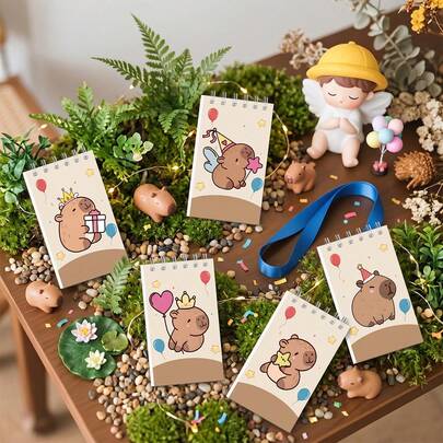 10pcs/Set Capybara Office Supplies, Capybara Pattern, Stitch Cute Pocket Notebook, Memo Pad, Cartoon Office Supplies, Cartoon Theme Diary, Suitable For Students And Office Use, Back To School Gift School Supplies