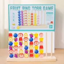Juguete de apilamiento de cuentas de frutas de madera, juguete educativo para niños, aprendizaje temprano para bebés, entrenamiento de concentración, coordinación mano-ojo, juego de ensartar cuentas, cuentas grandes, ayuda de enseñanza Montessori para bebés y niños pequeños, reconocimiento de colores, bloques de clasificación y emparejamiento de frutas, juego de mesa de interacción entre padres e hijos, regalo para niños y niñas - Multicolor - Ver 5