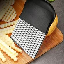 Decorative Wave Vegetable Slicer, Stainless Steel Crinkle Chip Cutter For Kitchen & Gifting - Multicolor - View 10