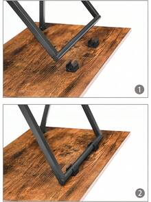 2 Set Folding Side Tables Industrial Metal Frame Rustic Brown TV Tray Table For Eating Laptop Coffee Sofa End Table Small Space Living Room - 鄉村棕色+黑色 - 查看 7