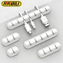 2-5個 NNBILI 1/3/5/7孔 矽膠線材收納夾 USB線材管理夾 自黏式，適用於滑鼠、鍵盤、耳機 - 5個白色夾子 - 查看 2