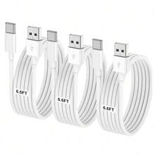 3pcs USB A To Type-C Fast Charging Cables, Supports Car Charger CarPlay, Type-C Phone Charging Data Cable, Compatible With IPhone 16/15 Series, Compatible With Samsung Galaxy S25/S24/S23/S22/S21/S20 - Multicolor - View 1