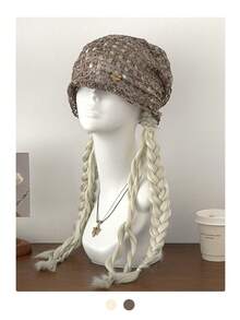 Hollow Out Button Thin Slouchy Beanie For Women, Summer Hand Crochet Hollow Out Thin Oversized Breathable Slouchy Beanie, Slouchy Makes Face Look Smaller, Large Head Circumference Head-Wrapping Hat, Summer Thin Large Head Circumference Slouchy Beanie, Knitted Hat, Crochet Knitted Hat, Handmade Hollow Out Flower Head-Wrapping Hat For Women - Multicolor - View 13