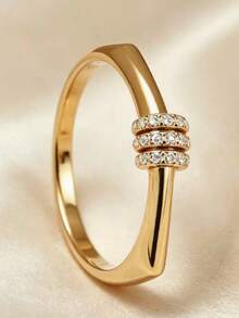 1pc Geometric Cross Niche Party Elegant High-End Luxury Asymmetrical Teenager Ring - Multicolor - View 2