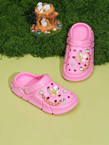 HOEASE Girls Clogs, Garden Shoes, Comfortable Lightweight Hollow Out Sandals, Spring And Summer Flower Design - Pink - View 5