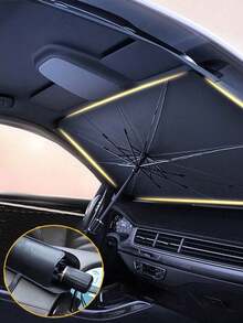 1pc Car Sun Shade - Protect Your Car Interior From Summer Sunlight - Windshield Protection And Sunshade Accessory - Multicolor - View 1