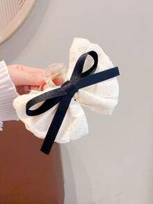1pc Women's Romantic Lace Hair Claw Clip, Black Ribbon Bow Hair Claw, Fashionable Hair Accessory For Half-Up Hairstyles Beach Vacay Hair Clips - Multicolor - View 6
