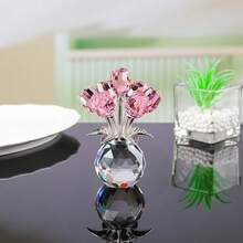 1 pièce Ornement de rose rouge en cristal fait main avec vase rond, cadeau de rose romantique, convient pour la Saint-Valentin, la Fête des Mères, les anniversaires et autres occasions, décoration de collection de roses pour la maison, les fêtes, les mariages - Multicolore - Voir 13