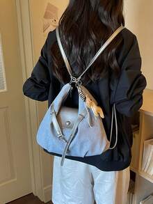 Multifunctional Tote Bag For Women, New Style With Pony Charm, Fashionable Versatile High-End Large Capacity Commuter Backpack, Shoulder Bag, Handbag, 3-In-1 Bag - Baby Blue - View 6