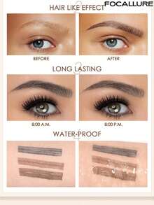 FOCALLURE Pensil Alis Cair Berwarna 4-Cabang FLUFFMAX 0,6ml dengan Aplikator Mikro-Garpu, Pena Tato Alis Tahan Lama dan Anti Luntur untuk Bentuk Alis Alami - #03 COKELAT TUA - View 5