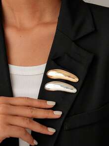 1/2 Women's Minimalist Metallic Brooch, Fashionable High-End Accessory, Suitable For Decorating Dresses, Coats, Suits And Various Accessories, Also Suitable For Daily Decoration, Party Decoration, Daily Accessories, Gift Essential, Holiday Decoration. - A - View 3