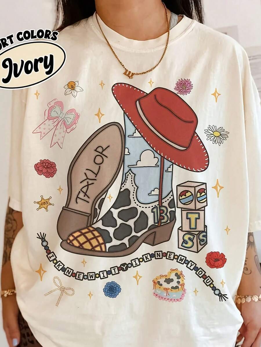 Millennial Style Patterned T-Shirt Retro I Knew It I Knew You Shirt, TS And  5 Friendship Shirt, Woody Buzz  Tee, Disneyland Toy Sto - 杏色 - 查看 1