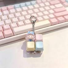 1pc Cute Keyboard Keycap Keychain Stress Relief Fidget Toy, Mechanical Keyboard Switch Tester, Key Ring, Desktop Decoration, Phone Charm, Creative Novelty Anti-Anxiety Bouncy Fidget Toy, Girls Toy, Suitable For Father's Day Gift, Graduation Season Gift, Back To School Small Gift - Multicolor - View 1